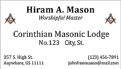 Personal Masonic Business Card