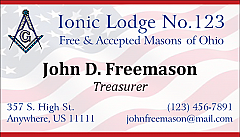 Patriotic Masonic Business Card