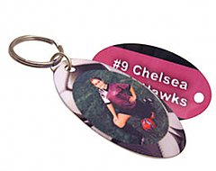 2-sided Imprintable Aluminum Oval Keychain with ring